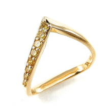 Load image into Gallery viewer, Canary Diamond V-Shape Yellow Gold Band