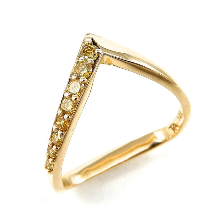 Canary Diamond V-Shape Yellow Gold Band