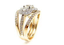 Load image into Gallery viewer, Round Diamond Halo Three Band Ring