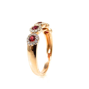 Round Ruby and Diamond Halo Band