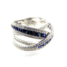 Load image into Gallery viewer, Diamond and Sapphire Multi-Band Ring