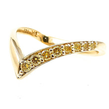 Load image into Gallery viewer, Canary Diamond V-Shape Yellow Gold Band