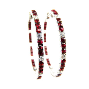 Ruby and Diamond Black Rhodium Hoop Earrings