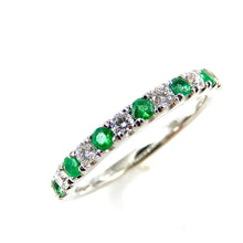 Load image into Gallery viewer, Round Emerald and Diamond Band