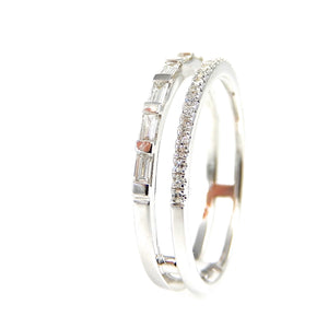 Baguette and Round Diamond Double Band