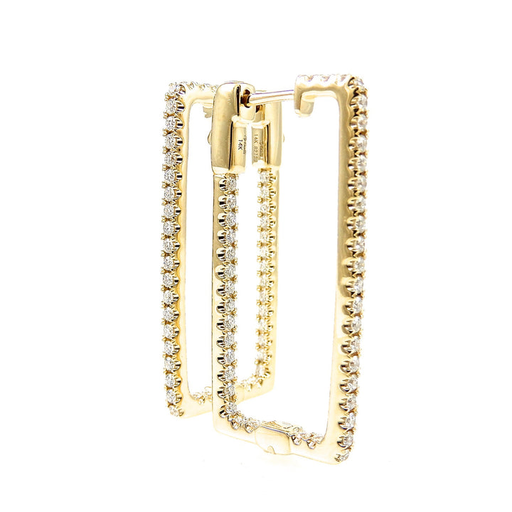 Diamond Rectangular Hoop Earrings