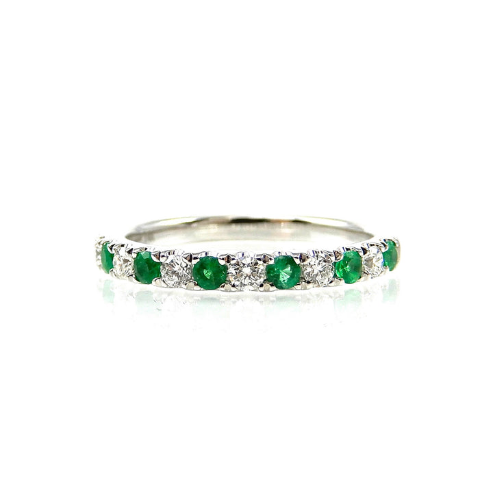 Round Emerald and Diamond Band