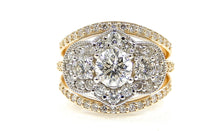 Load image into Gallery viewer, Round Diamond Halo Three Band Ring