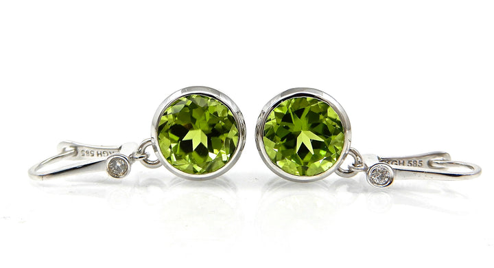 Peridot White Gold Latch Back Earrings