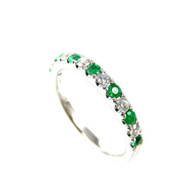 Load image into Gallery viewer, Round Emerald and Diamond Band