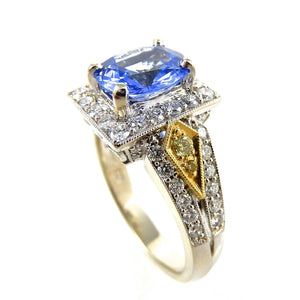 Sapphire Square Halo Ring