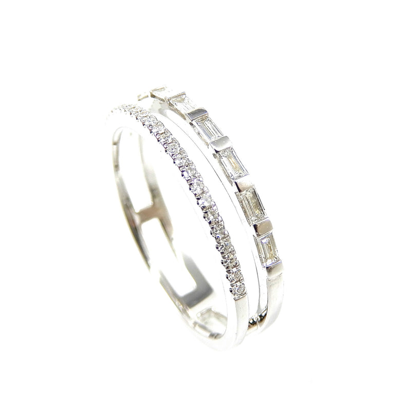 Baguette and Round Diamond Double Band