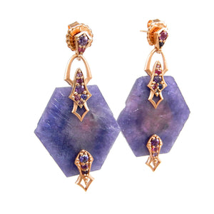 Raw Sapphire Custom Dangle Earrings