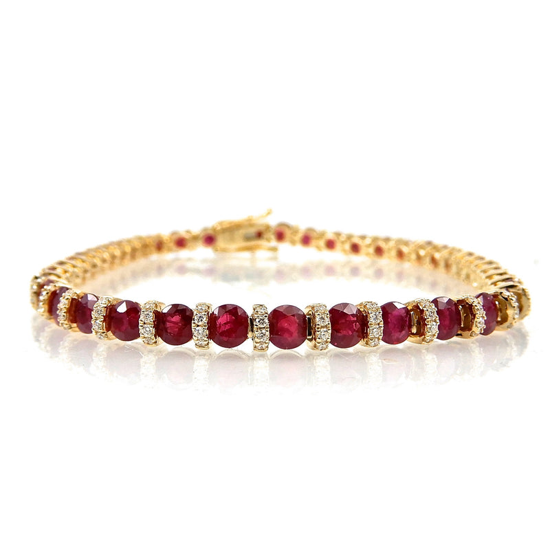 Round Ruby and Diamond Bracelet