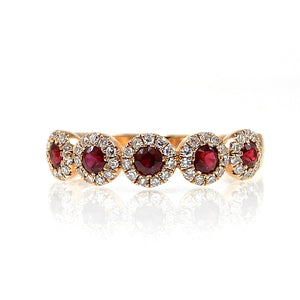 Round Ruby and Diamond Halo Band