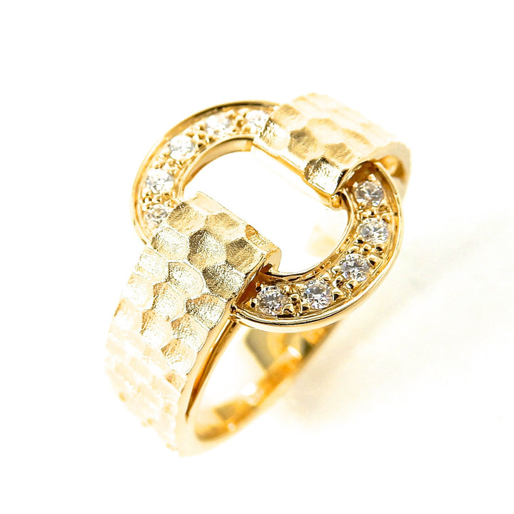 Hammered Diamond Oval Ring