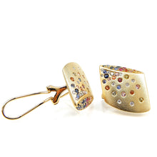 Load image into Gallery viewer, Confetti Collection Multi Colored Sapphire Barrel Earrings