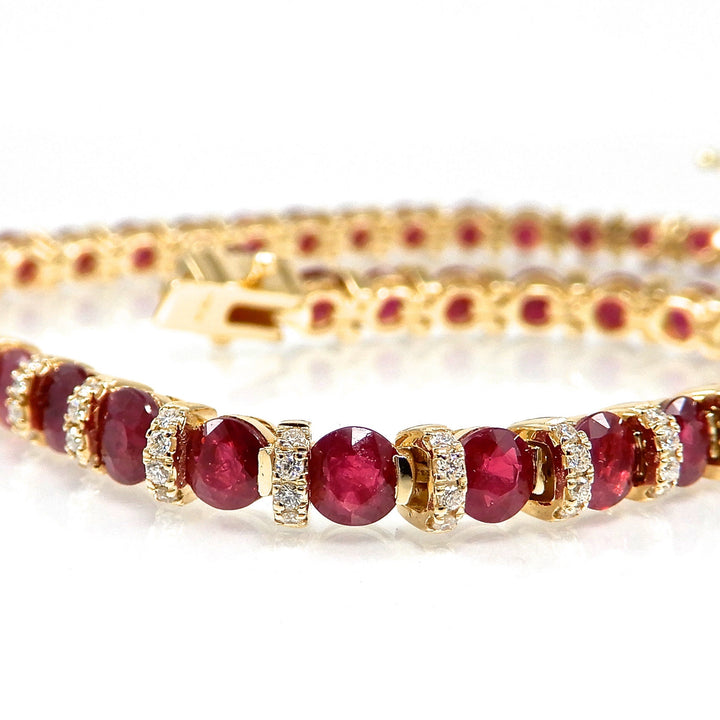 Round Ruby and Diamond Bracelet