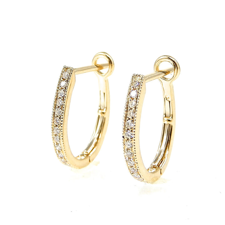 Diamond Milgrain U Hoop Earrings