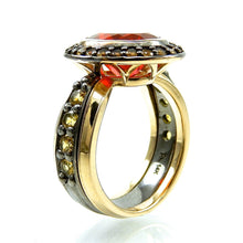 Load image into Gallery viewer, Two Tone Interlocking Fire Opal Wedding Set