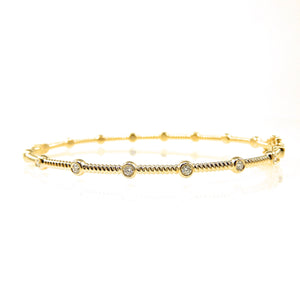 Gold and Diamond Rope Bangle