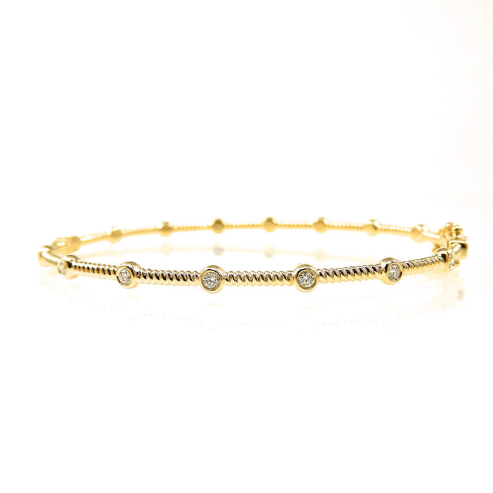 Gold and Diamond Rope Bangle