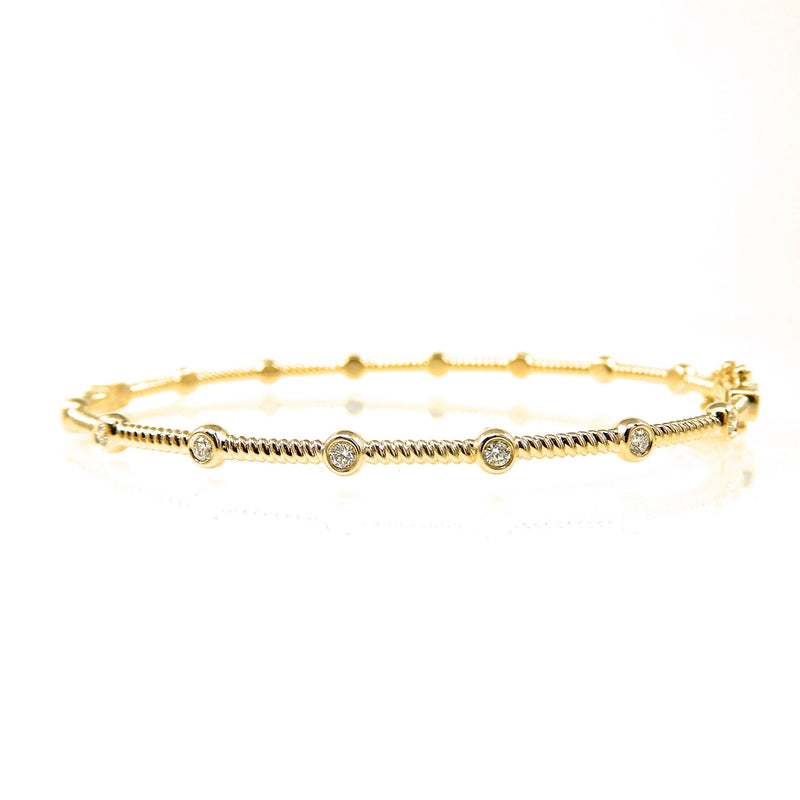 Gold and Diamond Rope Bangle