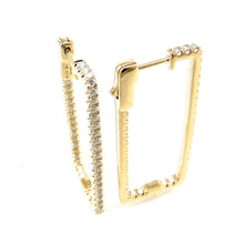 Load image into Gallery viewer, Diamond Rectangular Hoop Earrings