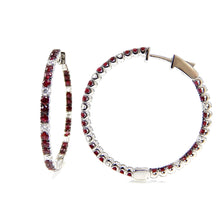 Load image into Gallery viewer, Ruby and Diamond Black Rhodium Hoop Earrings