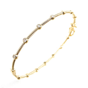 Gold and Diamond Rope Bangle