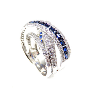 Diamond and Sapphire Multi-Band Ring